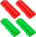 4 Plastic Flip Top Bird Small Poultry Feeder for Pigeon Chicken Small Poultry Feeder Duckling Quail Drinker No Mess No Waste Multihole Birds Feeding Dish Dispenser(Red, Green)