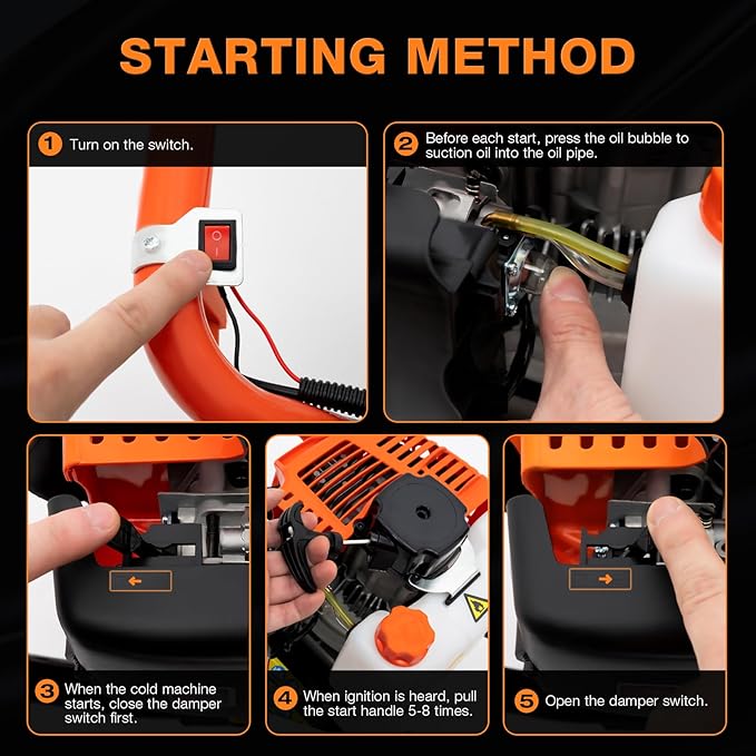 52CC 2-Stroke Post Hole Digger, Ground Drilling Machine Kit with 4"/6/"8" Auger Drill Bits, Fence Earth Auger Digging Machine, Gas Powered Post Hole Digger Set Farm Garden Excavator