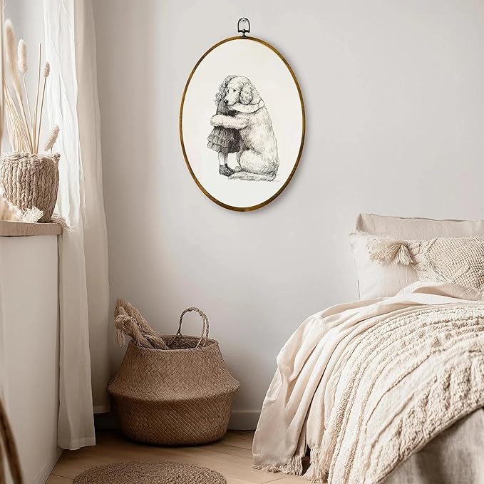 zewepri Dog Sketch Decor, Puppy Kids Room Wall Print – 8.6×11.4″ High-Density Canvas with Pre-Installed Hook for Easy Hanging, Ideal for Bedroom, Living Room, or Study, Great for Dog Lovers