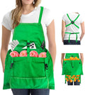 Gardening Apron Harvest Apron with Pockets, Green Garden Apron, Adjustable Waist Belt