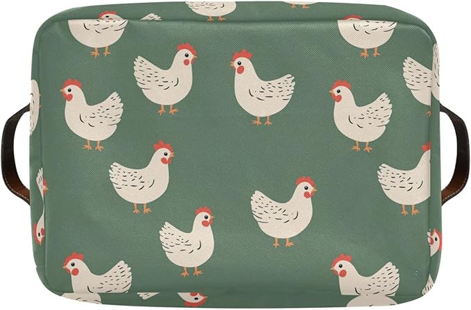 Hen Farm Birds Storage Basket Canvas Fabric Collapsible Storage Bins Box Organizer Waterproof for Home Bedrooms 1 Pack