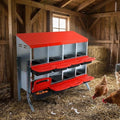 Nesting Boxes for Chickens, Chickens Laying Boxes for Chicken Coop with Legs, 8 Compartments Chicken Nesting Boxes, with Removable Tray, Easy Cleaning, for Hens Outdoor Chicken Coop Farm Yard, Red