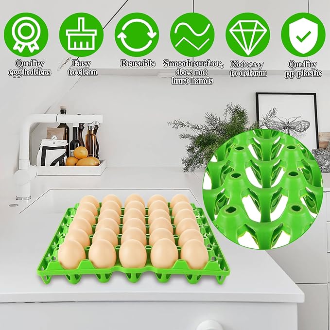 16 PCS Plastic Egg Tray 30 Cell Egg Flats Crates Stackable Egg Cartons Reusable Carton, Hold Multiple Eggs, Great for Storing, Sorting and Shipping Eggs, 4 Colors