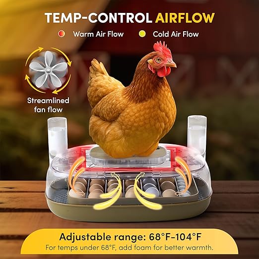 HIRALIY Incubator for Hatching Eggs, 48 Quail Capacity, Chicken & Quail Egg Incubator with Automatic Egg Turning and Humidity Control, 360° Viewing for Home, Farm, Classroom