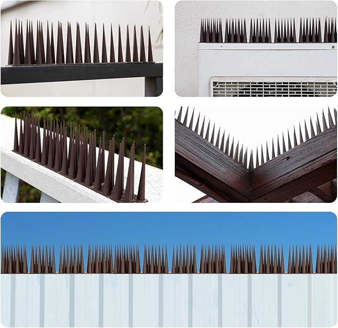 OFFO Bird Spikes Pigeon Outdoor Spikes for Cat Keep Birds Raccoon Woodpecker Away Covers 4 Feet(1.2m), Brown