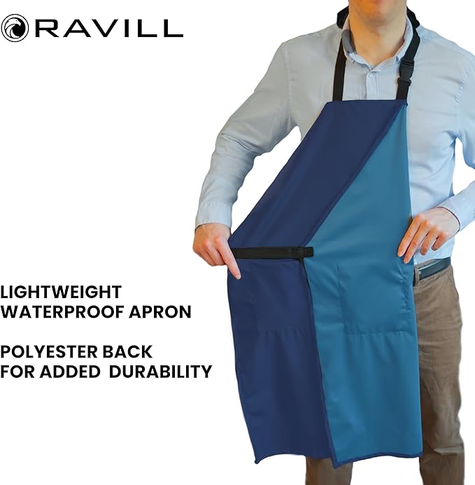Waterproof Apron For Men and Women - 2 Pockets - 35" Long Multi Purpose Work Aprons for Dishwashing, Dog Grooming