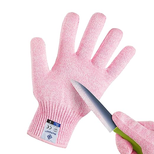 Cutting Gloves, Food Grade Level 5 Protection, Safety Kitchen Cut Gloves for Oyster Shucking, Fish Fillet Processing, Mandolin Slicing, Meat Cutting and Wood Carving. (Pink-Large 1 Pairs)