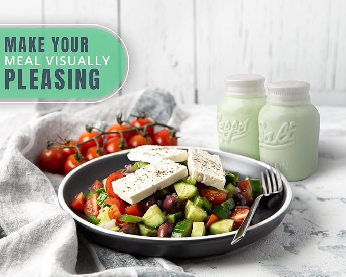 Comfify Mason Jar Salt & Pepper Shakers – Aqua Green Rustic Ceramic Kitchen Decor, Great for Farmhouse or Shabby Chic Homes