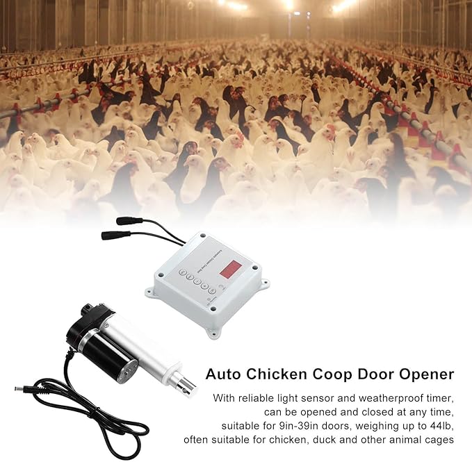 Automatic Chicken Coop Door Opener, Timing Photosensitive Remote Door Closer, Auto Chicken Cage Gate Opener Closer Remote Control Kit