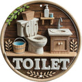 Toilet Sign Hanging Metal Sign 8x8 In Bathroom Wall Prompt Sign Suitable for Outdoor Spaces