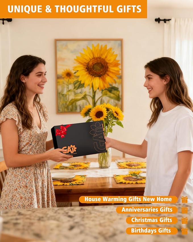 Sunflower Paper Towel Holder - Sunflower Decor for Kitchen Farmhouse Bathroom Counter - Gifts for Women Mom Grandma - 3D Vintage Yellow Stuff Decorative Accessories