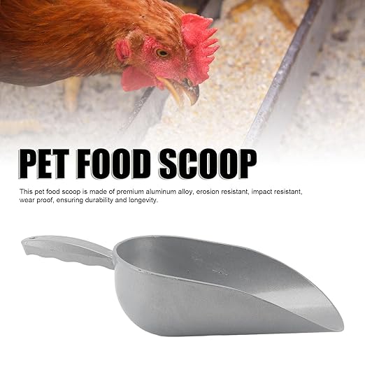 Aluminum Alloy Pet Food Scoop, Metal Feed Scoop for Dog Cat Poultry Goat Cattle Pig, Multipurpose Grain Scoop Shovel with Accurate Portion Control, Easy to Clean and Durable for Ki