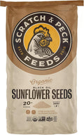 Scratch and Peck Black Oil Sunflower Seeds Chicken and Duck Treat - 25 lbs Bag - 15% Protein, Certified Organic and Non-GMO Project Verified Chicken Food