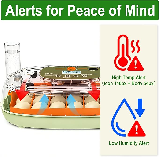 Ovatt 24-Egg Digital Incubator - Automatic Temperature and Humidity Control, LED Display, Automatic Rotation, External Water Refill - Ideal for Incubating Chicken, Duck, Quail, and Goose Eggs
