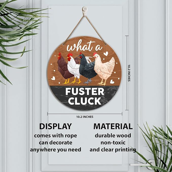 Chicken Coop Sign Wall Decor, Chicken Coop Decoration for Chicken Farm Coop Hen House Hanging Sign Decor, Gift for Chicken Farmer Owners, What a Fuster Cluck