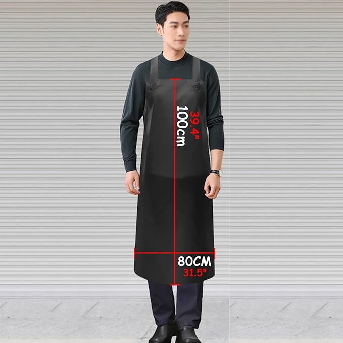 Extended Cowhide Apron Water Proof Oil-resistantly and Wear-resistantly Industrial Aprons H-shaped Shoulder
