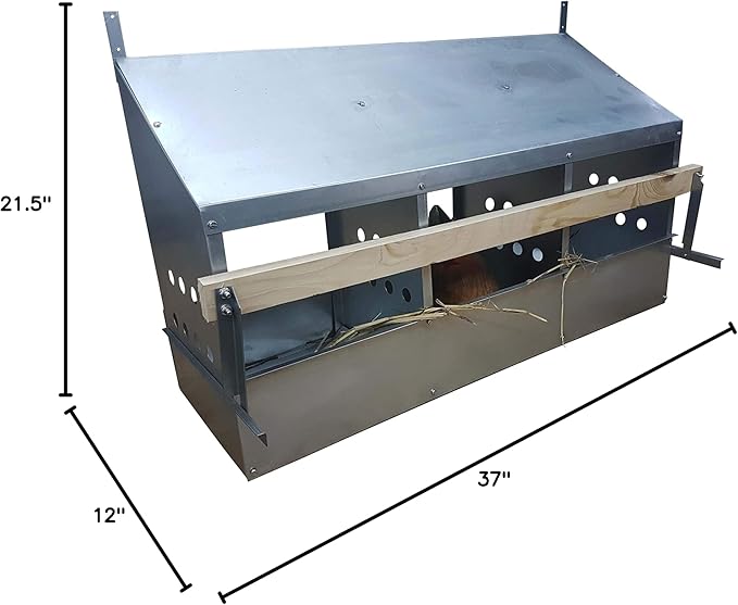 3 Hole Heavy Duty 23ga Galvanized Chicken Nesting Laying Roost Box Made in USA 0300108