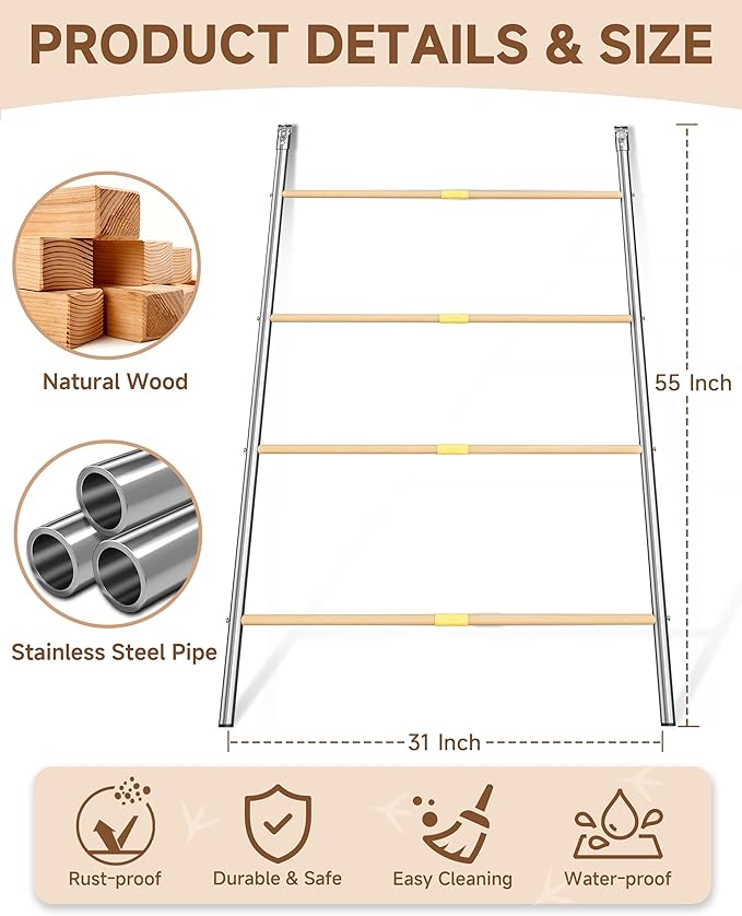 Stainless Steel Chicken Roosting Bars for Coop, 55" L x 31" W Roosting Bars for Chickens in Coop, Chicken Ladder Toys, Farm Chicken Coop Accessories for Backyard Poultry, Chicks