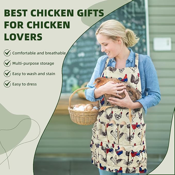 2 pack Egg Apron, Egg Collecting Apron for Chicken Duck Goose Eggs, with 13 Pockets Chicken Egg Apron for Women&Men