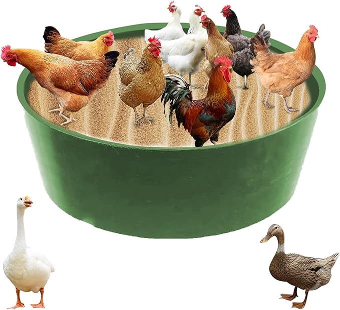 Chicken Dust Bath Tub, Dust Bath for Chickens with Bottomless Design, Chicken Dust Bath Container, Ideal Chicken Coop Accessories for Chickens, Hens, Ducks, Geese, and Other Poultry