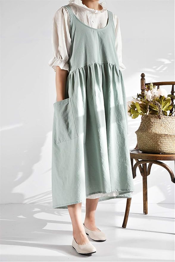 Cotton and Linen Apron Fashion Adjustable Bib Chef Apron,Coffee Shop Waist Kitchen Aprons 32X43 Inch