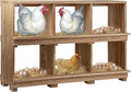 Nesting Boxes for Chickens 6 Compartment, Wall-Mounted Wooden Chicken Nesting Box, Ensuring Comfortable Egg Laying, Preventing Egg Falls, Perfect for Backyard and Poultry Farms