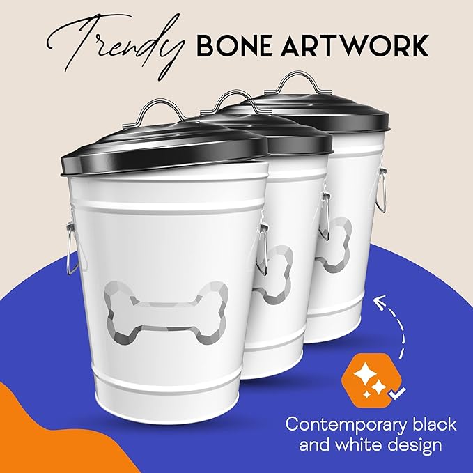 Amici Pet Bone, , Zentangle Pet Food Large Metal Storage Bin, Small