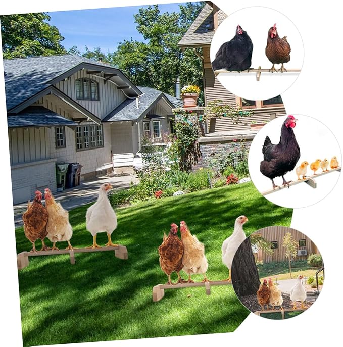 Mipcase Wooden Chicken Perch Stand Toy for Hens Roosting Bar for Chickens Sturdy Bird Stand Accessory for Pets for Parrots and Small Birds