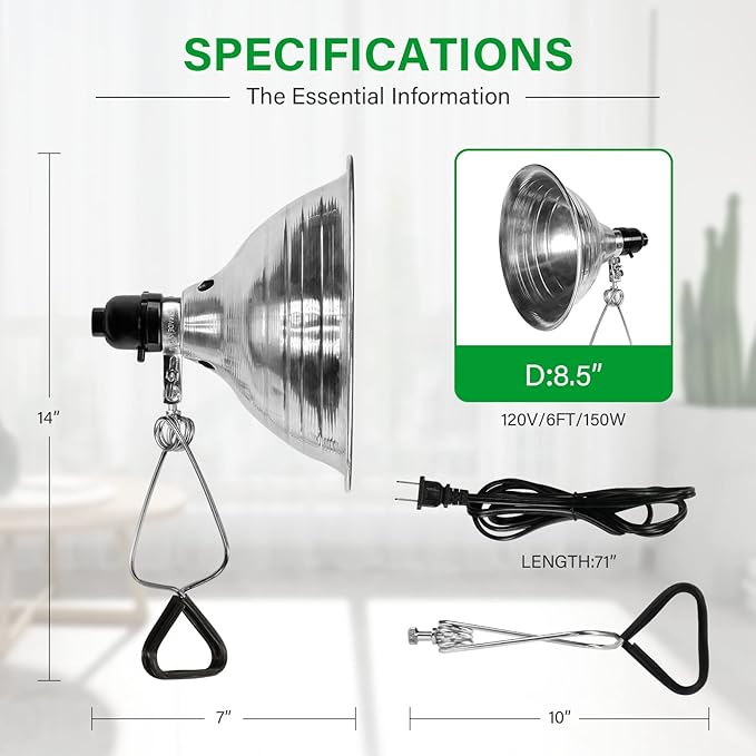 Simple Deluxe 2-Pack Clamp Lamp Light with 8.5 Inch Aluminum Reflector up to 150 Watt E26 (no Bulb Included), Silver and Black