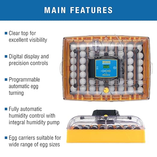 Brinsea Ovation 56 EX Egg Incubator and Book, Automatic Egg Turning and Humidity Control for Hatching 56 Chicken, Duck, Other Bird Eggs, Precision Digital Controls