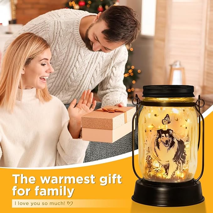 Sheltie Gifts for Women/Men Sheltie Solar Lanterns Dog Mom Birthday Dog Lovers Lantern Pet Loss Pet Memorial Lights Solar Garden Decoration for Yard, Patio,Backyard,Porch Torches