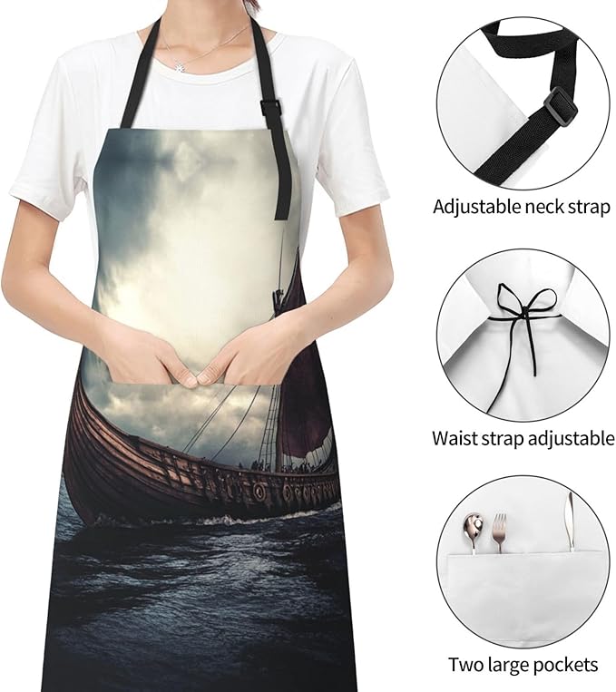 Kitchen Aprons for Men Women Waterproof Apron with 2 Pockets Whale Tail Apron Adjustable Bib Aprons