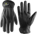 HLDD HANDLANDY Leather Work Gloves for Men & Women, Adjustable Wrist Cowhide Gardening Glove with Reinforced Palm for Driver