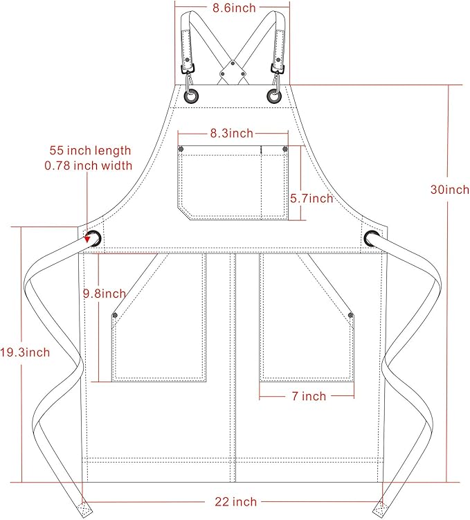 Jeanerlor - 16oz Water-Resistant Work Aprons for Women and Men Canvas Tool Apron with Pockets Adjustable S to XXXL