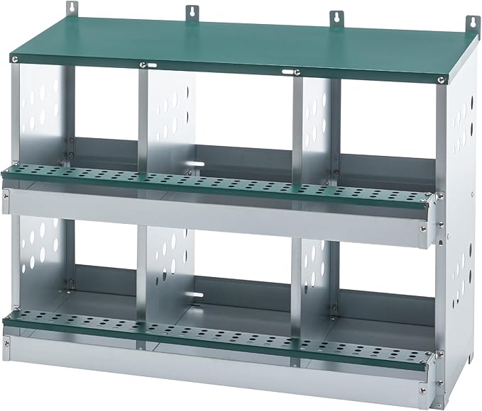 Chicken Nesting Box for Laying Eggs, 6 Rooms Chicken Nesting Boxes,Wall-Mounted Metal Roll Out Poultry Nest Box, Vented Holes Chickens Coop Case Laying Boxes to Collect Eggs