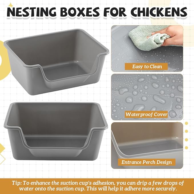 1 Pcs Washable Chicken Nesting Box, Floor Durable Chicken Coop Accessories Easy to Clean Plastic Square for Hens Ducks and Poultry for Egg Collection Backyard