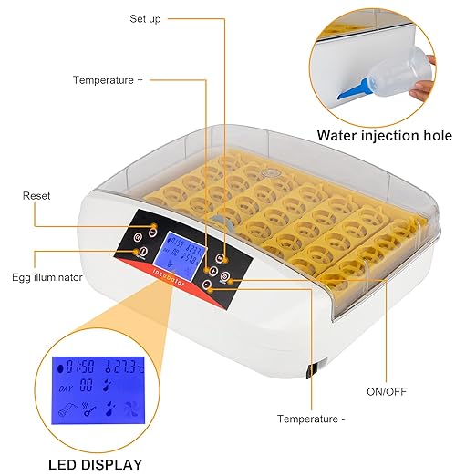 42-Egg Incubator Automatic, with Precise Smart PID & Improved Airflow for Uniform Temperature, Built-in Candler & Auto Turner, Ideal for Homestead, Classroom, Hatching Chickens Ducks