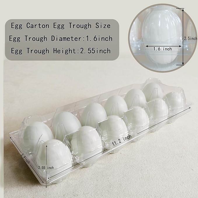 120 packs Egg Cartons Cheap Bulk, 2 * 6 extra large Clear plastic egg cartons for Family, Farm, Markets, Display（2 * 6 120piece）