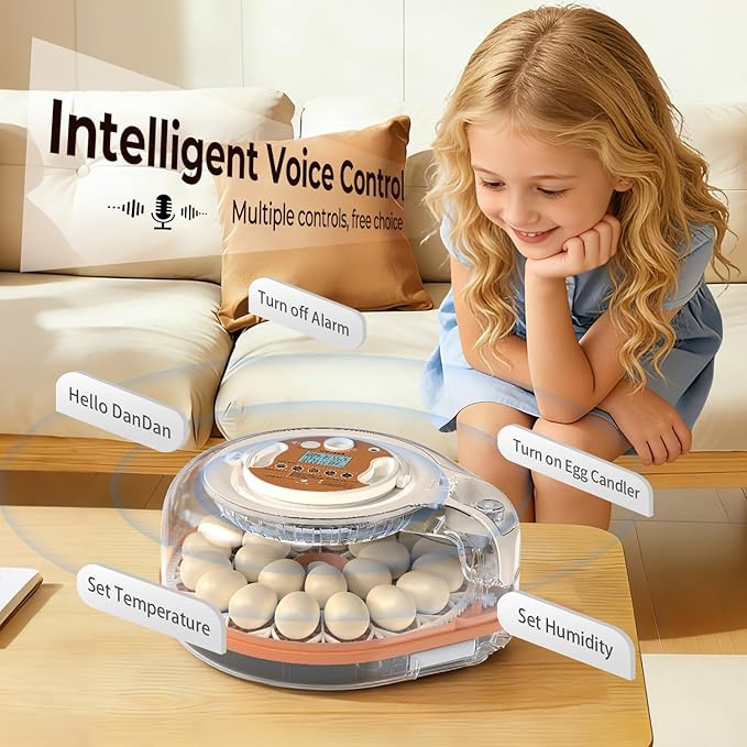 Incubators for Hatching Eggs, Smart Voice Control, 26 Eggs Incubator with Automatic Egg Turning and Humidity Control, LED Egg Candler, Incubation Days Display, for Chicken, Duck, Goose, Bird Eggs