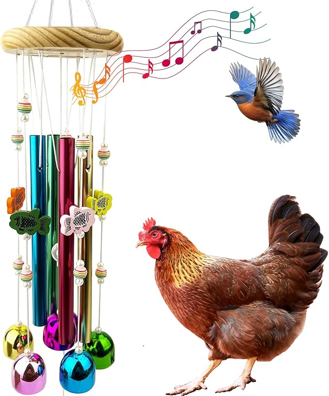 Chicken Toys for Coop with Colorful Bells, Colorful Bird Wind Chime Enrichment Toys, Hanging Chick Peck Toy Hens Brooder Accessories for Hens Chicks Poultry Parrot Parakeet Budgerigar Lovebird