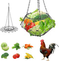 Hanging Chicken Feeder, Foldable Chicken Vegetable and Fruit Food Dispenser, Poultry Feeding Basket with 4 Hanging Chains, Poultry Feeding Vegetable Fast Food Ball (1 Pack)