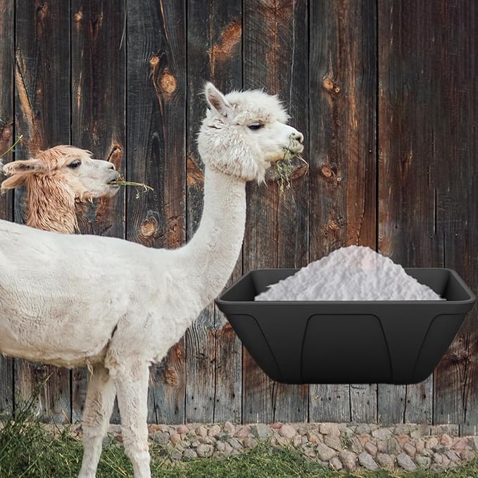 Hanging Chicken Feeder Trough for Goat Sheep Deer Poultry Duck Chicken Fence Feeder Livestock Feeding Container Goats Supplies Feeders Waterer Bucket (Matte Black)