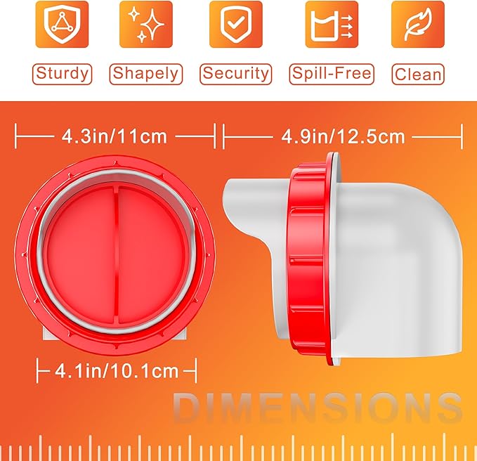 Large Chicken Feeders No Waste, DIY Automatic Poultry Feeder 4 Ports 3.74 in Hole Saw with Covers Gravity Feed Kit for Buckets Barrels Bins Troughs