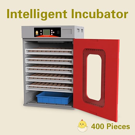 Poultry Breeding Incubator, Automatic Digital Egg Incubator with Temperature Control, 400 Eggs Capacity, 360° Roller Flipping, for Hatching Chicken Duck Goose Quail Birds (400 Pieces)