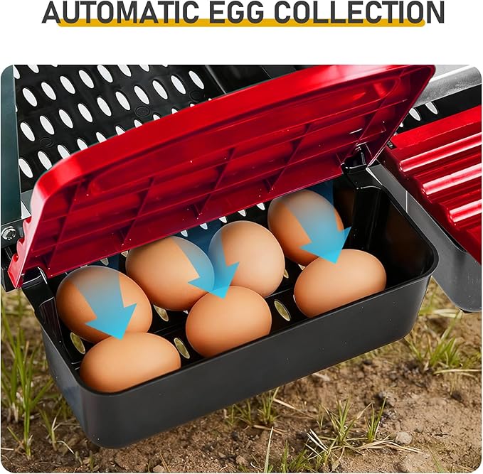 Chicken Nesting Box, 6-Hole Roll Away Egg Laying Box with Lid and Metal Legs, Heavy-Duty Galvanized Steel Rustproof Design - Easy Egg Collection, Easy Clean