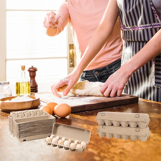 15 Pack Egg Cartons Bulk, 12 Count Reusable Empty Natural Paper Pulp Egg Cartons, Sturdy Design Egg Holder Containers for Fresh Chicken Eggs