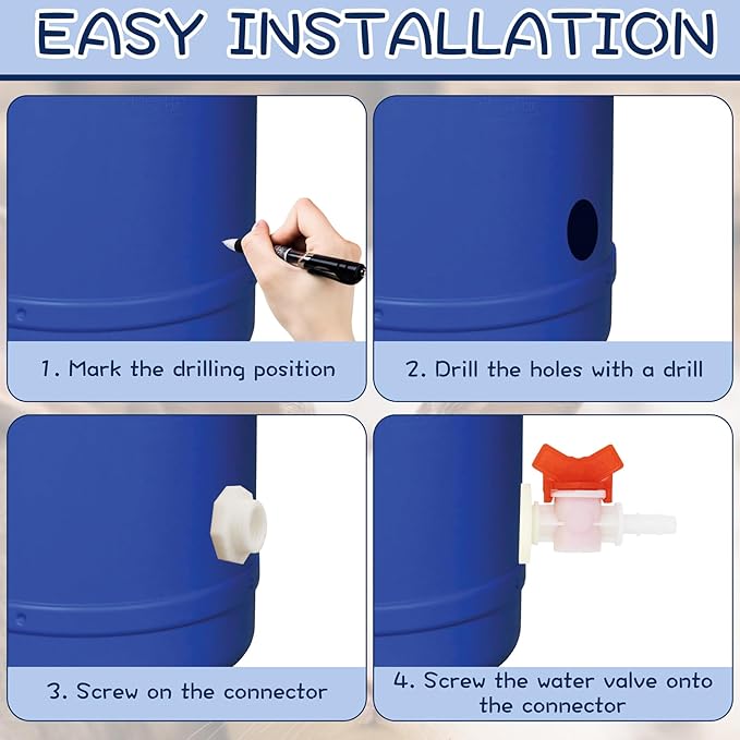 Rabbit Watering System Bucket Connector kit for ID 3/8’’ Hose with Barb Ball Valve, Bulkhead Fitting, Mesh Washer, Hole Saw, Poultry-Watering-Equipment, Animal Water Dispenser