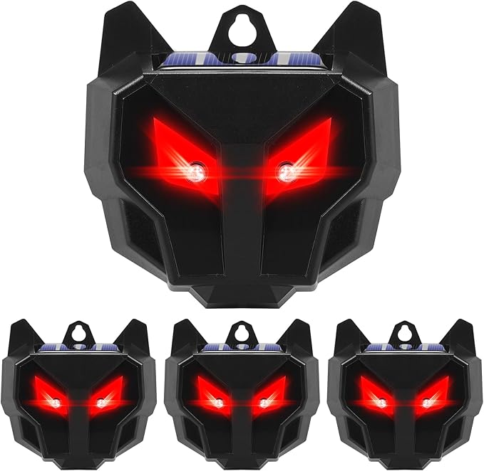 Solar Nocturnal Animal Repeller (4Pack) - 2026 Upgraded Predator Eye Animal Deterrent with Dual Red Flashing Lights - IP67 Waterproof Coyote Repellent Outdoor for Deer,Raccoon,Fox,Skunk,Chicken Coop