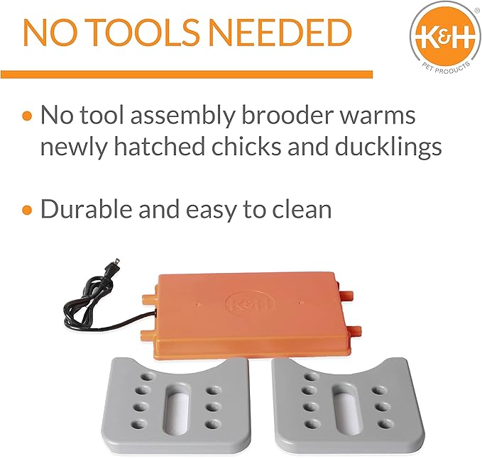 K&H Pet Products Chicken Brooder Heater for Chicks Ducklings, Adjustable Heating Plate for Brooder Boxes, Warms up to 30 Chicks, Chicken Coop Poultry Heating with Safety Light, Large 40 Watts