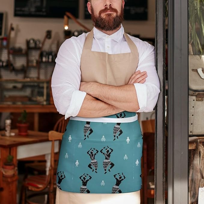 Server Apron with 3 Pockets Waist Waiter Waitress Half Apron Short Aprons